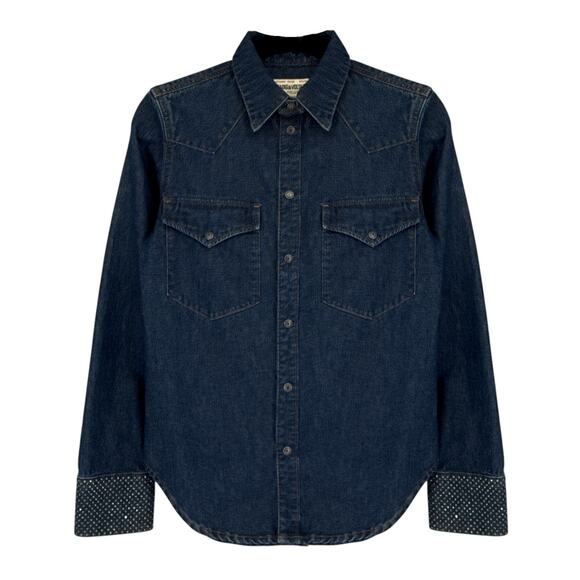 ZADIG & VOLTAIRE Thelma Eco Strass Denim Shirt S - Picture 1 of 12
